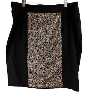 Torrid Black & Gold Sequin Stretch Skirt Size 3